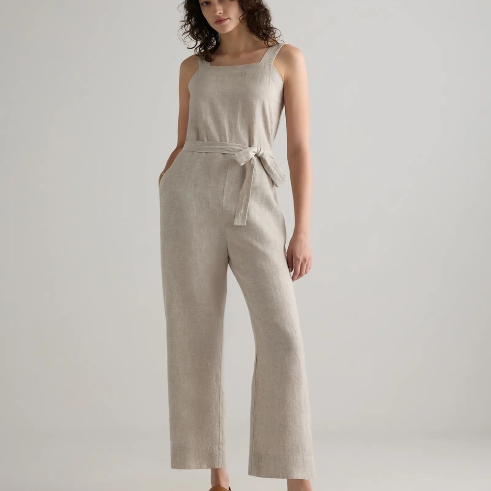 Quince 100% European Linen Jumpsuit in Flax Large